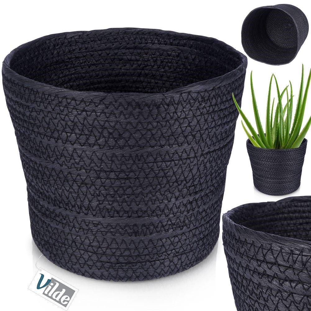 Black bin - Boho style, pot or storage