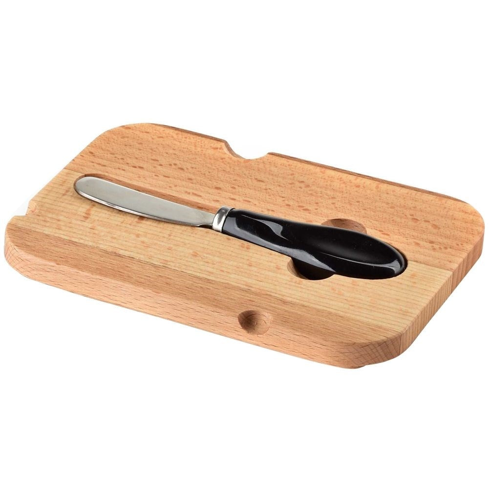 Black butter changer with bamboo lid and knife for refrigerator