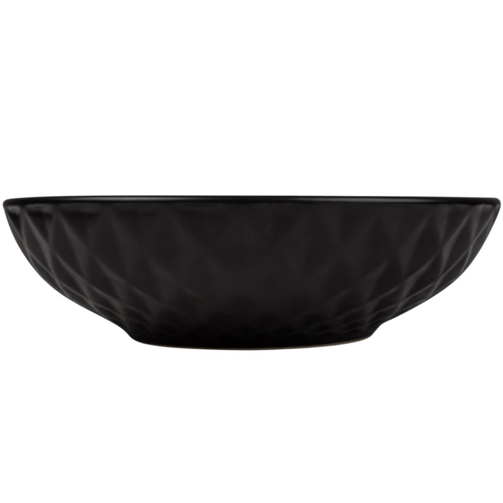Black ceramic bowl with pattern, dishwasher and microwave safe