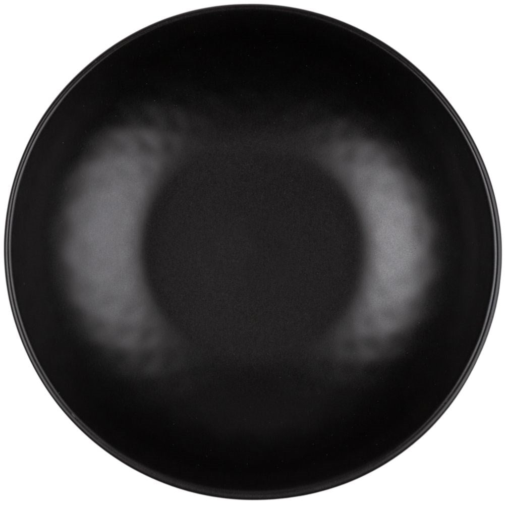 Black ceramic bowl with pattern, dishwasher and microwave safe