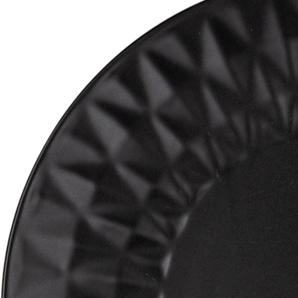 Black ceramic dessert plate with decorative pattern
