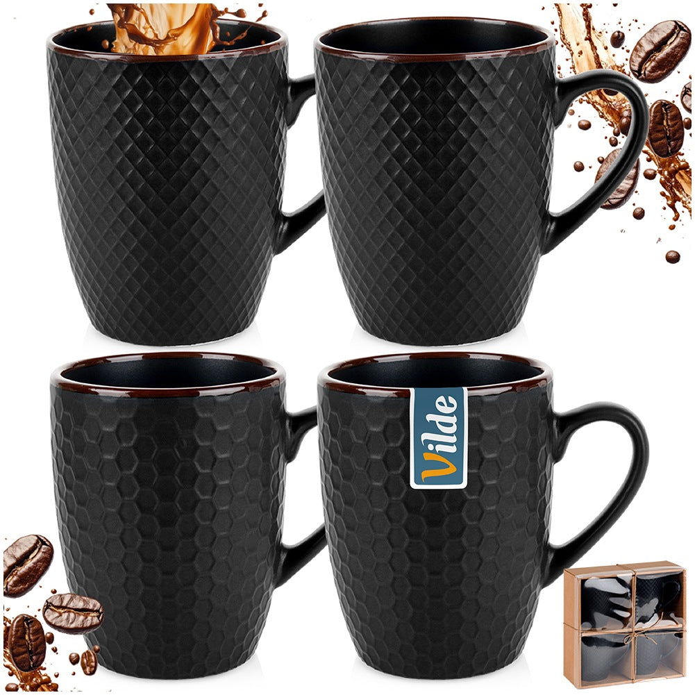 Black ceramic mugs 400 ml 4 pcs.