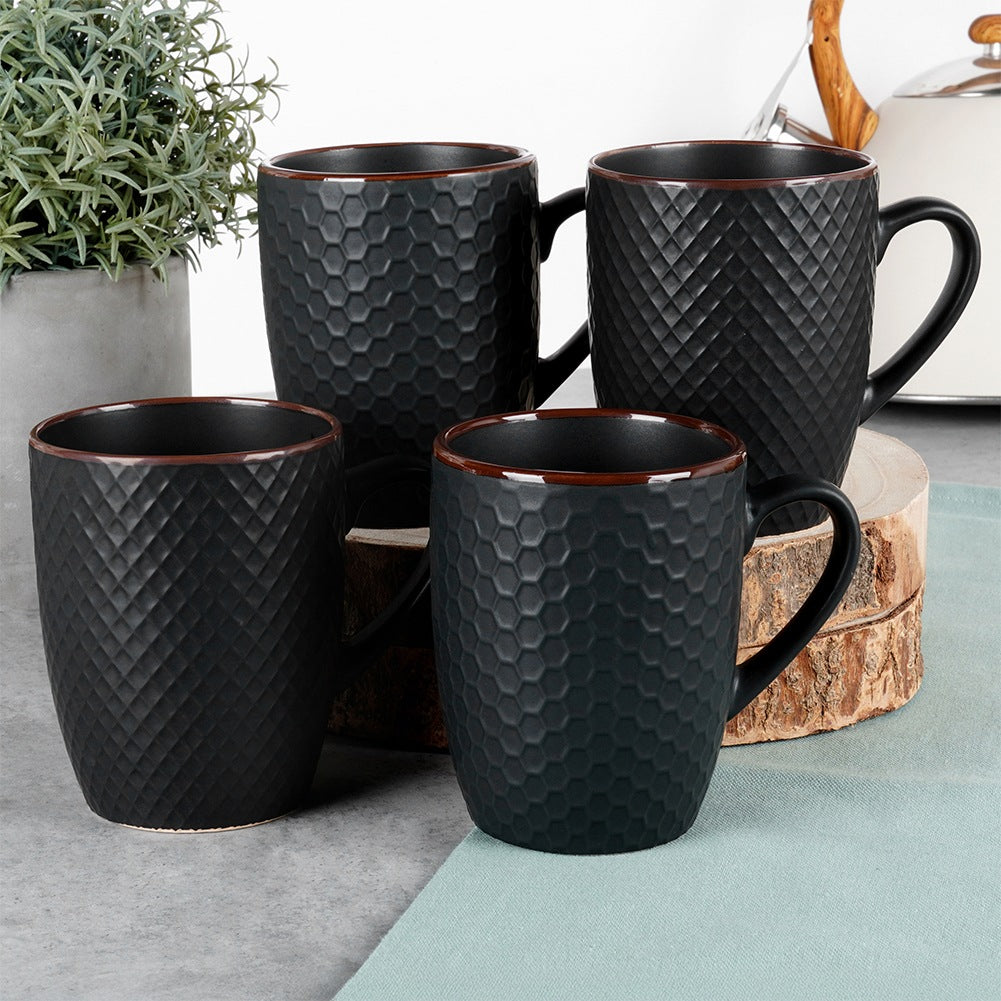 Black ceramic mugs 400 ml 4 pcs.