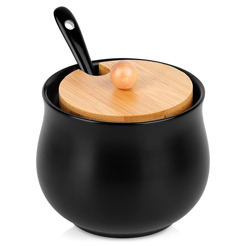 Black ceramic sugar bowl