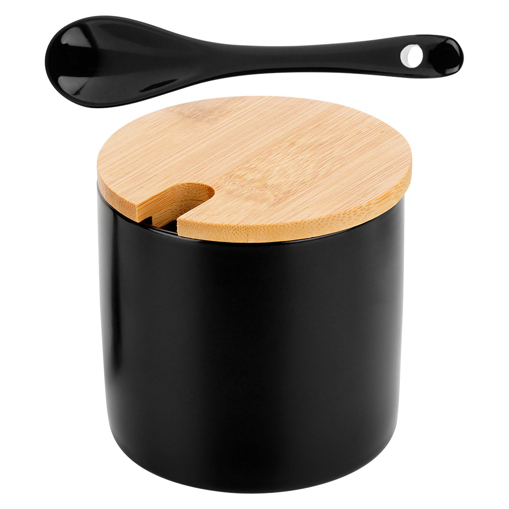 Black ceramic sugar bowl