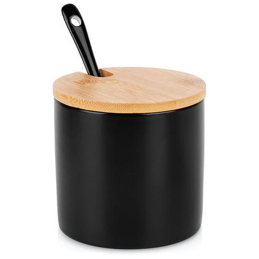Black ceramic sugar bowl