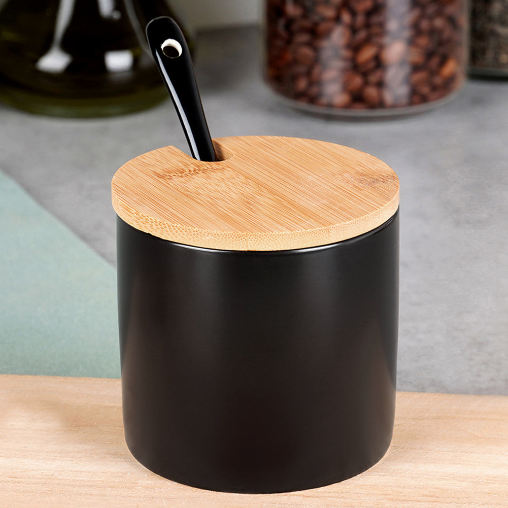 Black ceramic sugar bowl