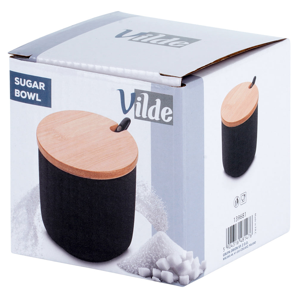 Black ceramic sugar bowl