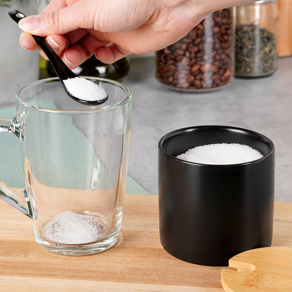 Black ceramic sugar bowl