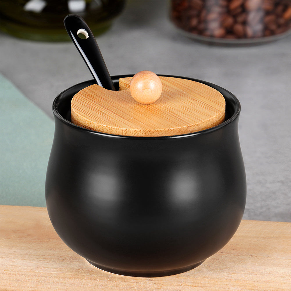 Black ceramic sugar bowl