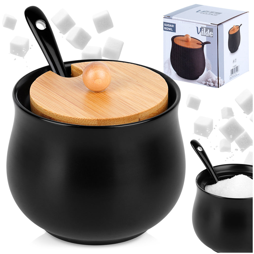 Black ceramic sugar bowl