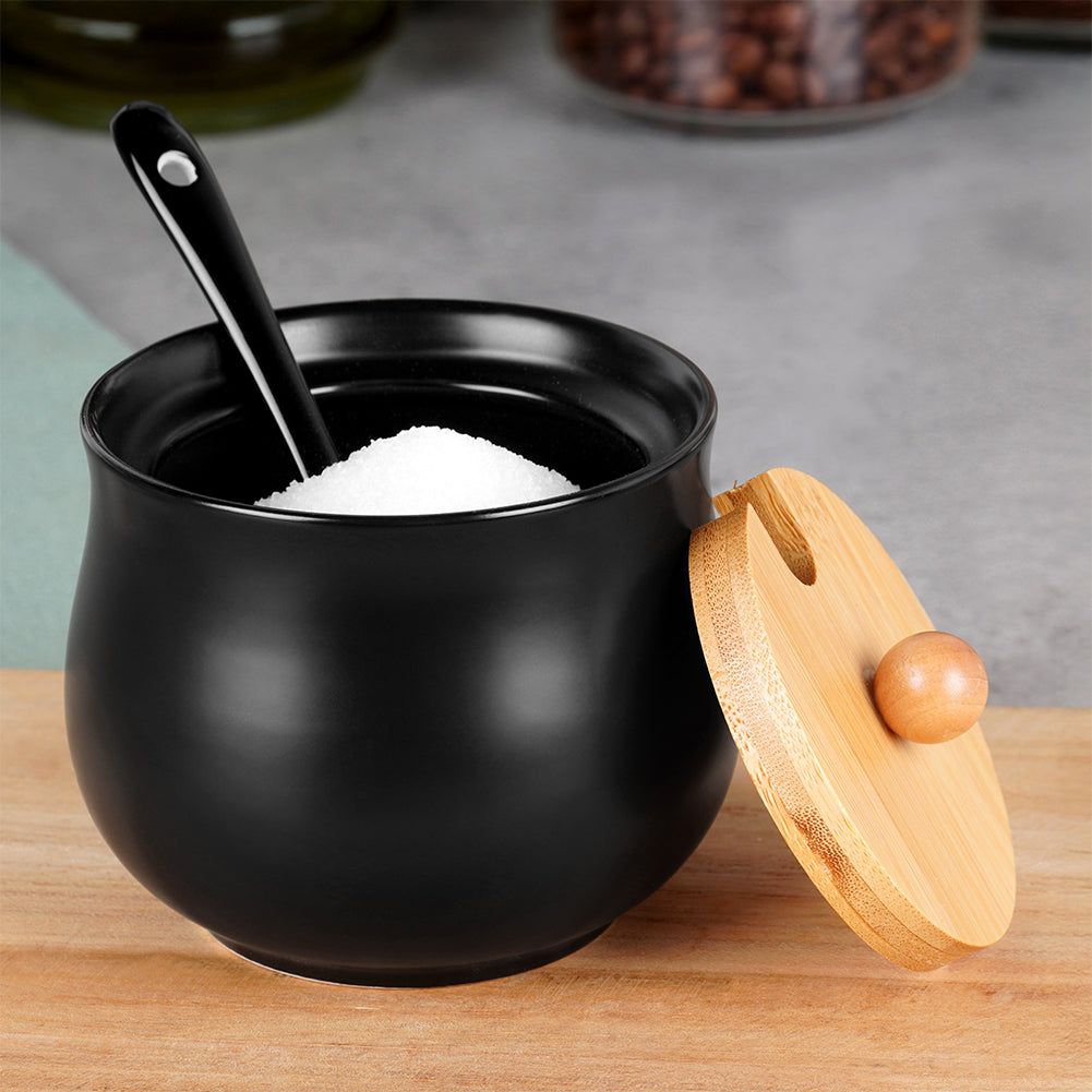Black ceramic sugar bowl