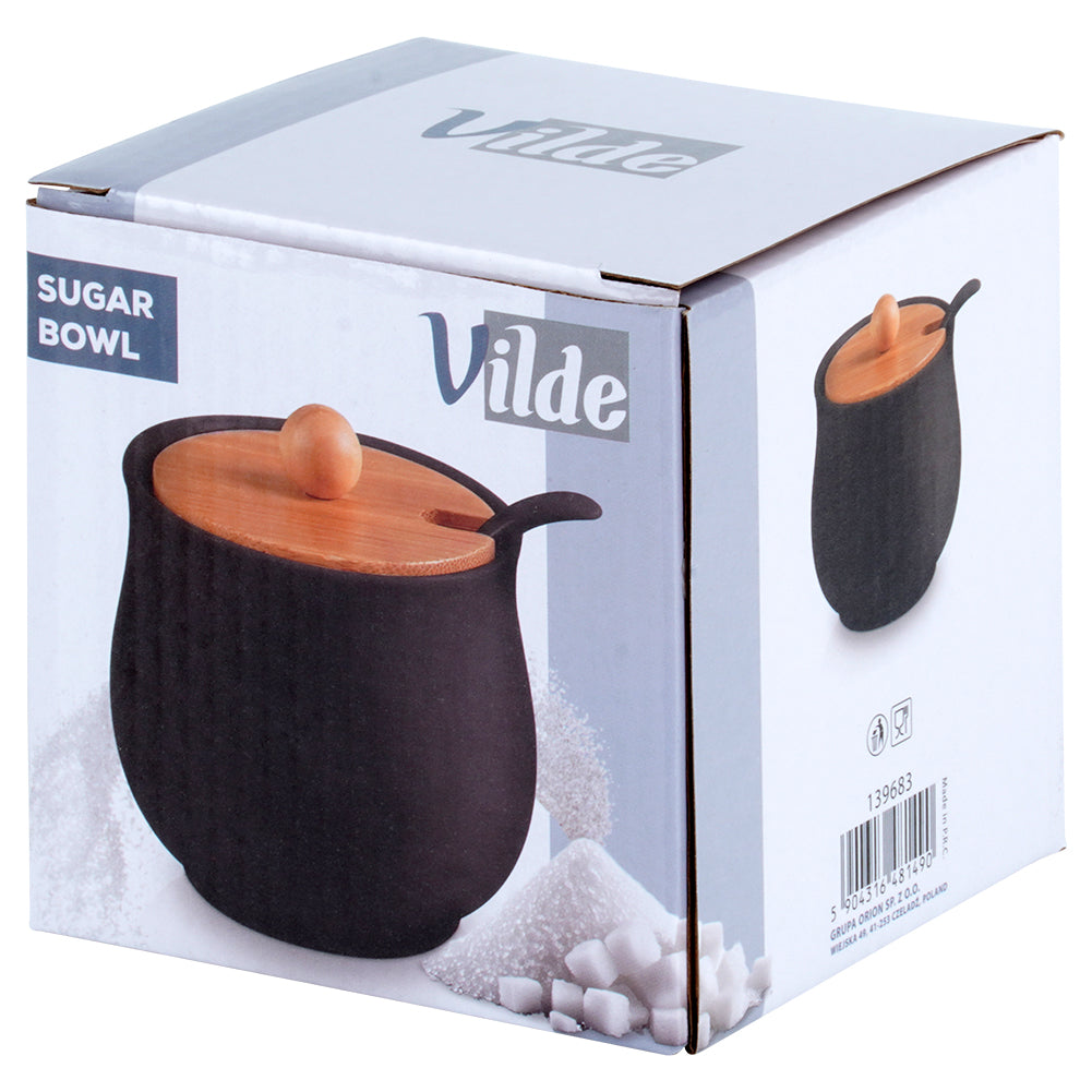 Black ceramic sugar bowl
