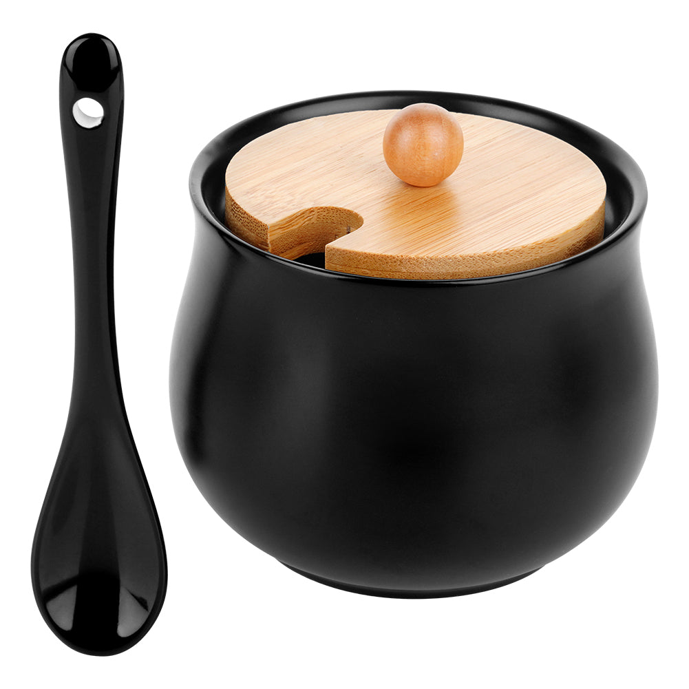 Black ceramic sugar bowl