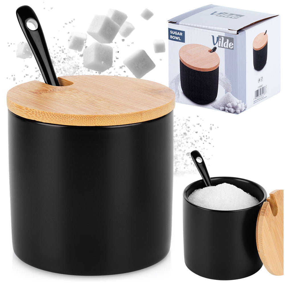 Black ceramic sugar bowl