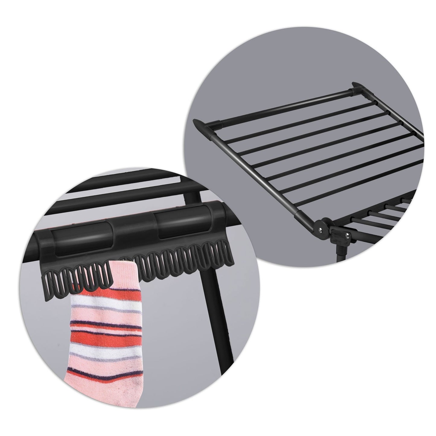 Black collapsible drying rack Debora - 19 meter drying length