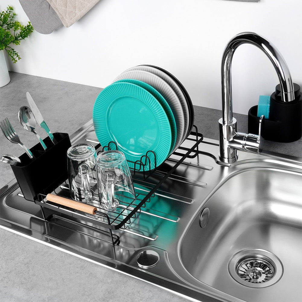 Black dish rack RADKA 43x23.5x9.5 cm