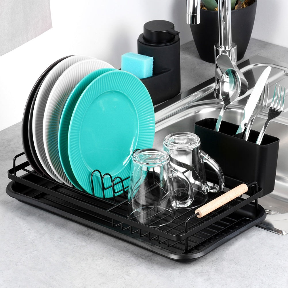Black dish rack RADKA 43x23.5x9.5 cm