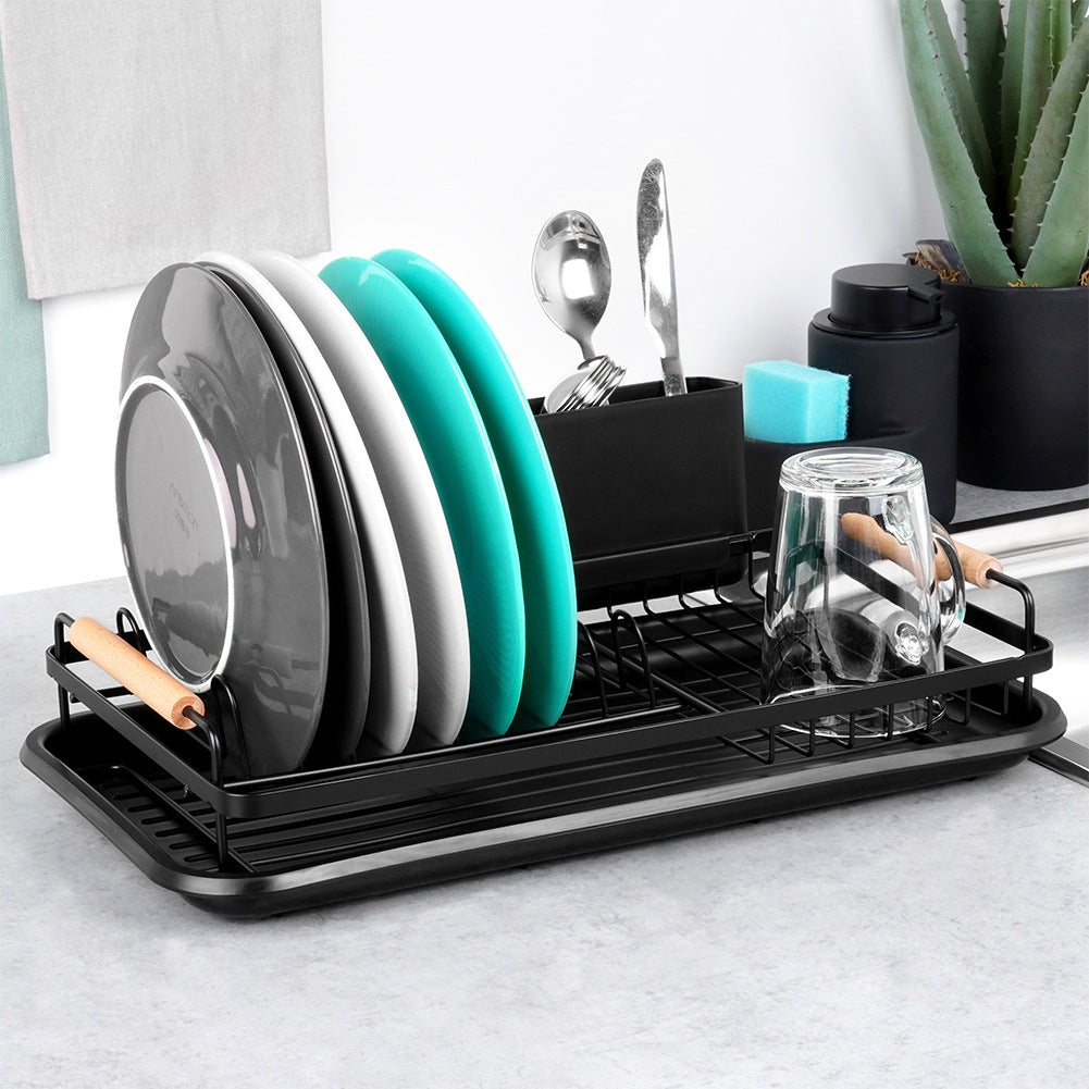 Black dish rack RADKA 43x23.5x9.5 cm