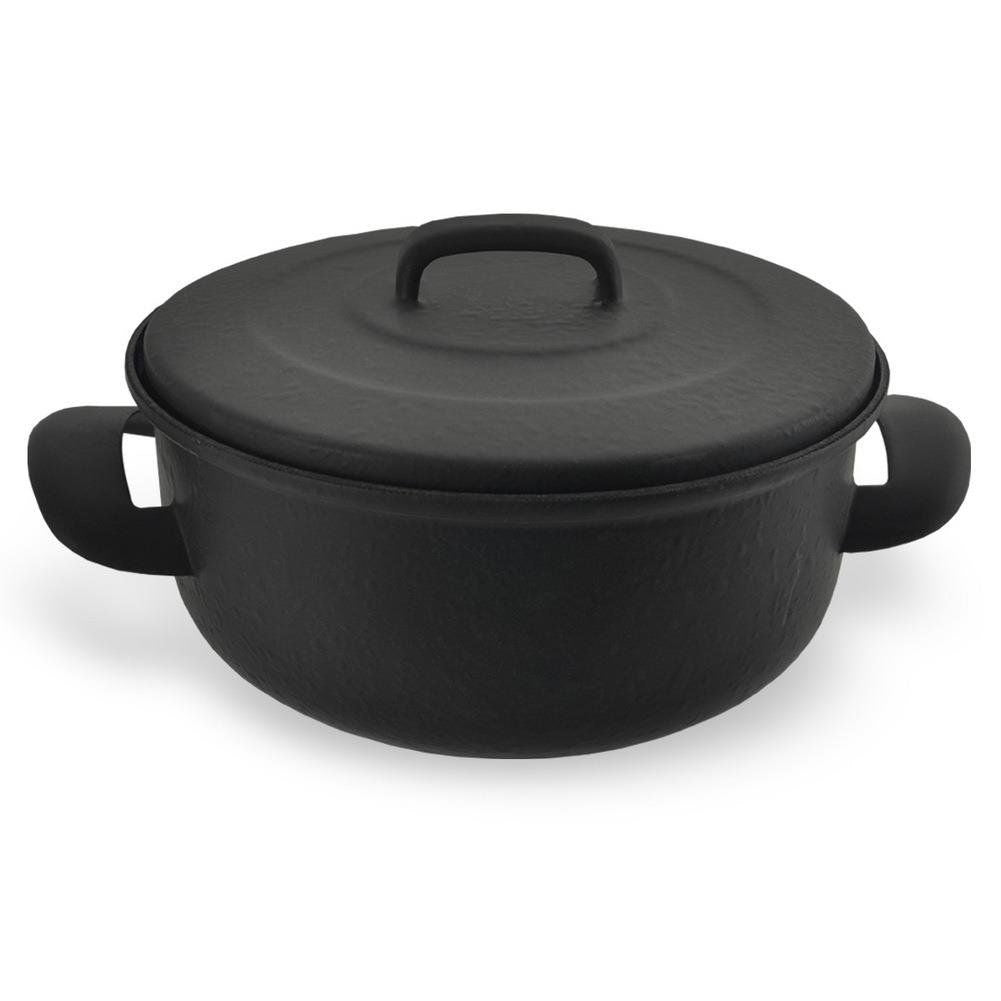 Black enameled steel pot for all stoves and ovens