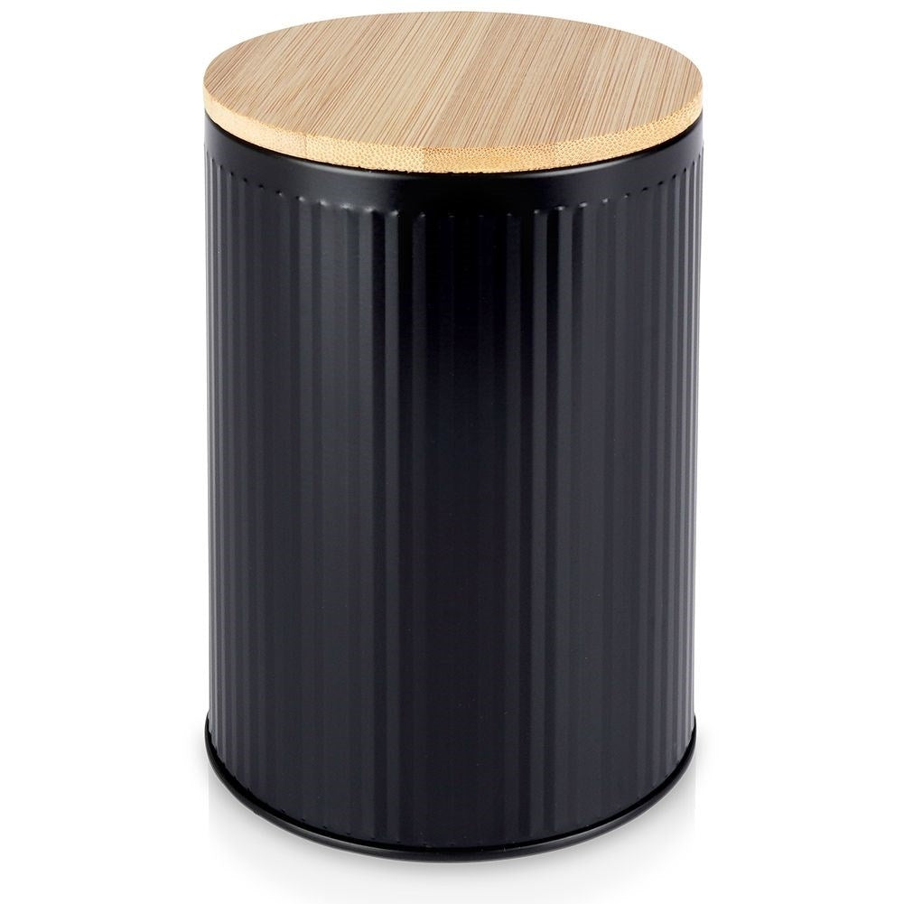 Black food storage with bamboo lid