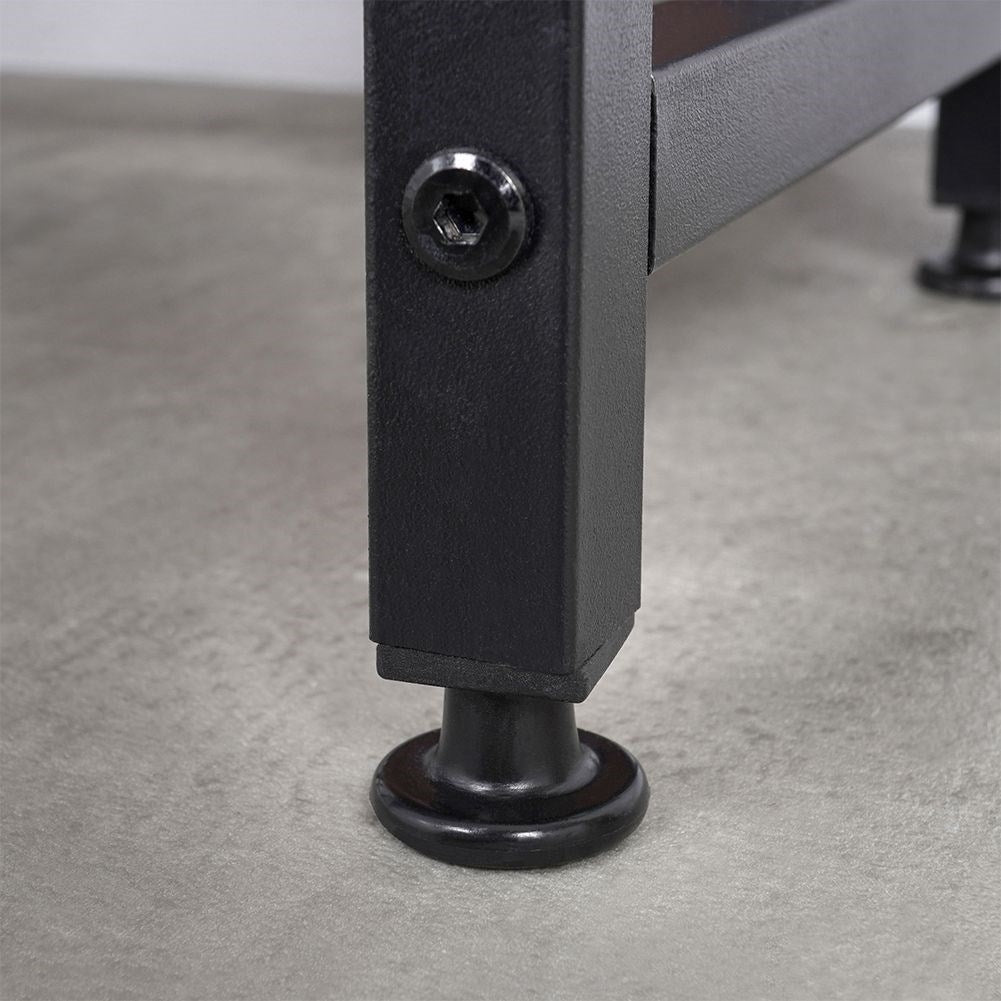 Black, free-standing towel rail with 3 bars and 2 hooks