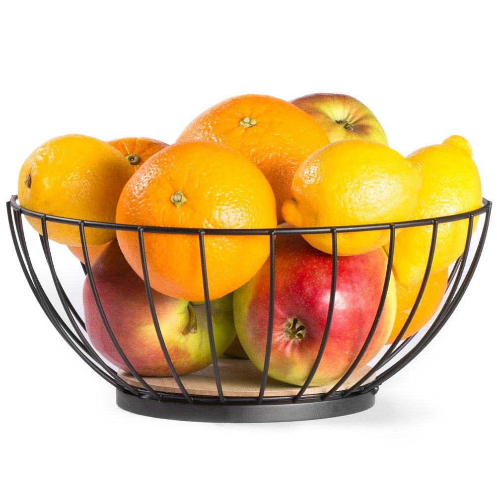 Black fruit and vegetable basket in durable metal, LOFT style