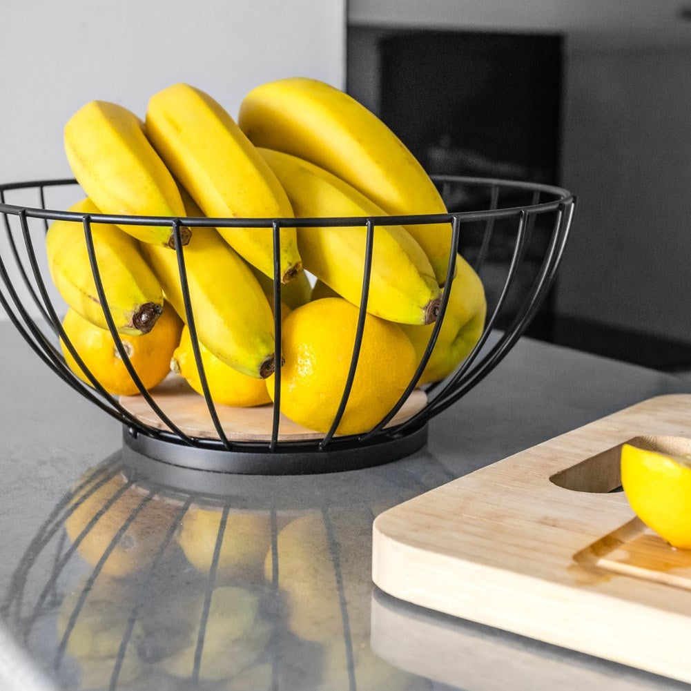Black fruit and vegetable basket in durable metal, LOFT style