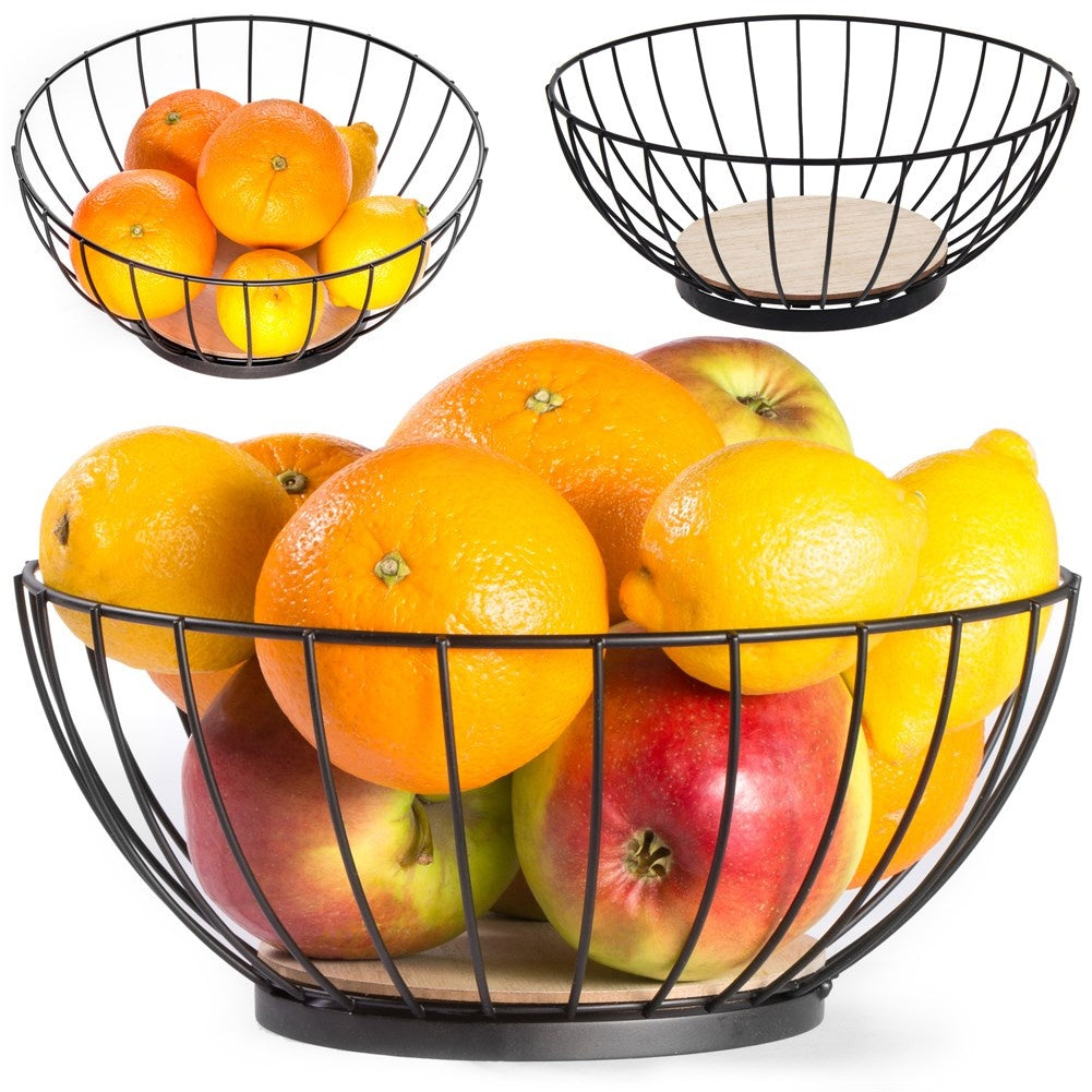 Black fruit and vegetable basket in durable metal, LOFT style