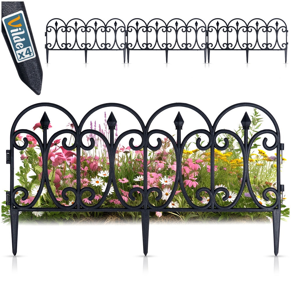 Black garden fence 60x33 cm 4 pcs.