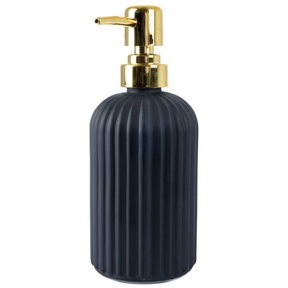 Black glass bath set: soap container, soap dish and toothbrush cup