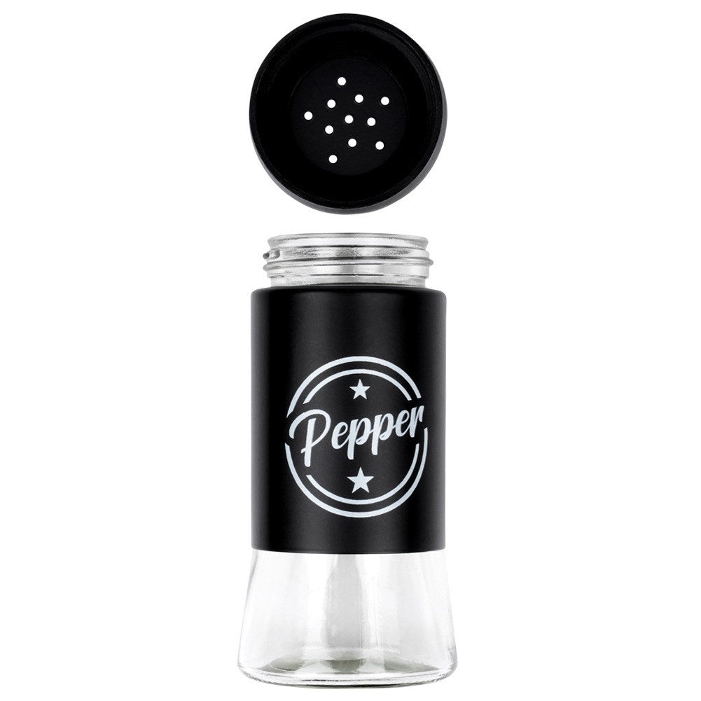 Black glass salt and pepper shakers, 2 pcs.