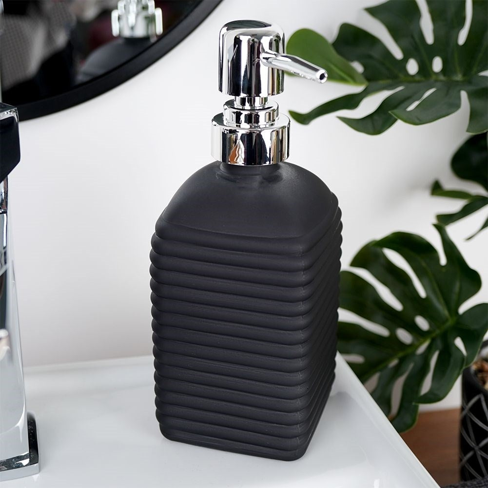 Black glass soap pump for kitchen and bathroom