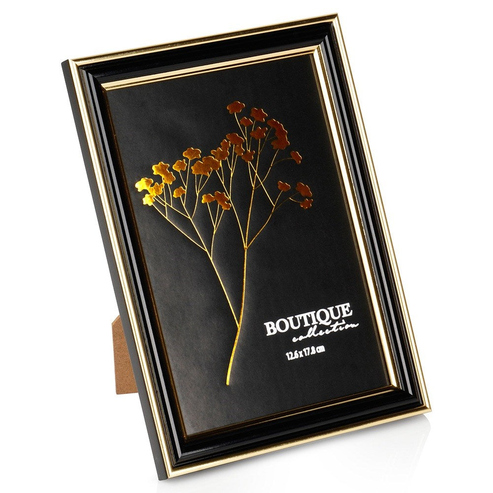 Black gold photo frame 12.6x17.8 cm