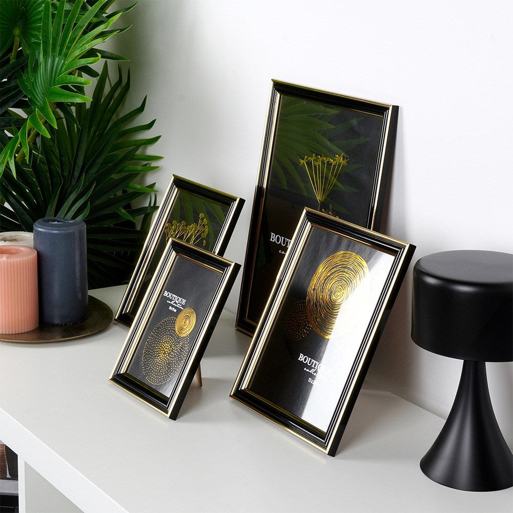 Black gold photo frame 12.6x17.8 cm