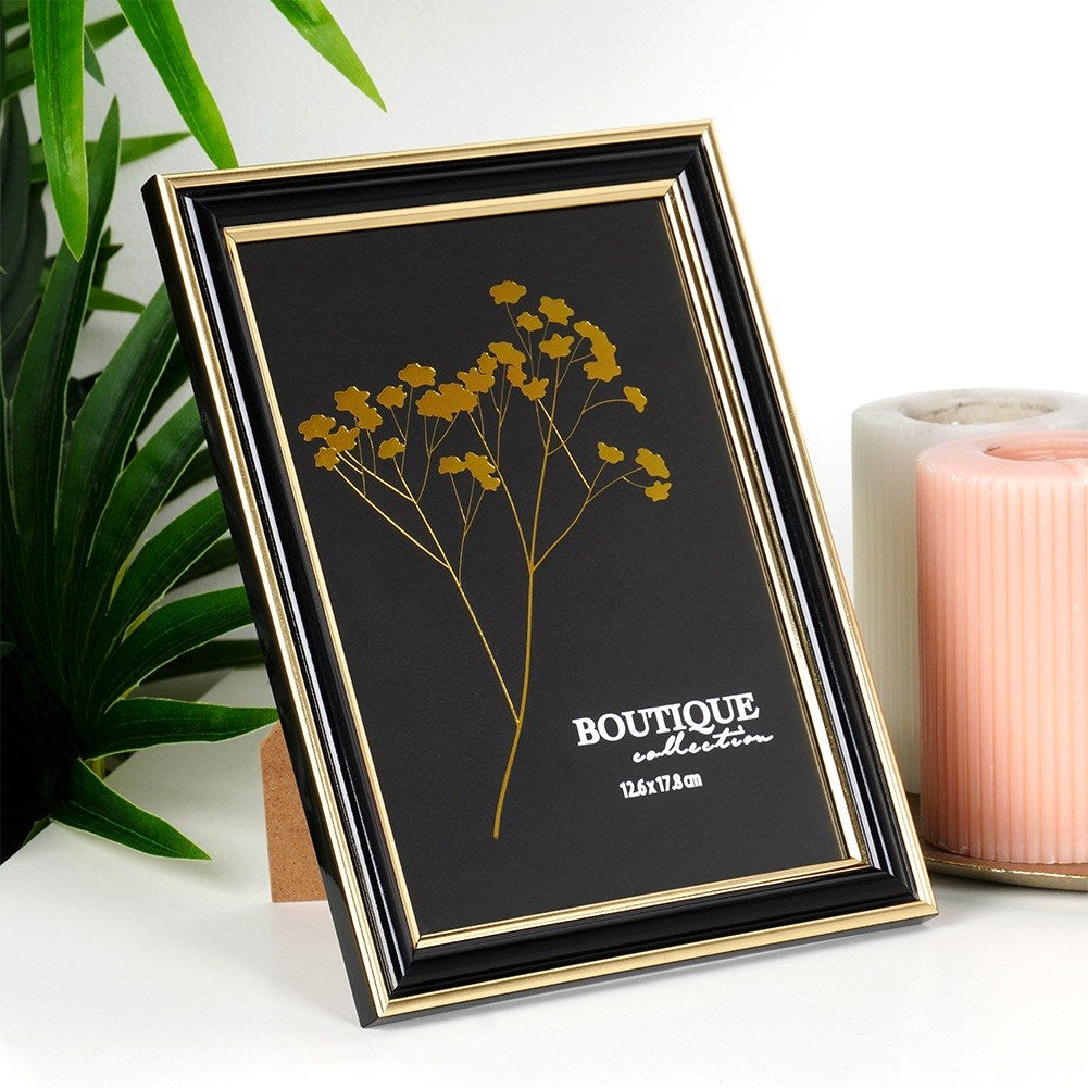 Black gold photo frame 12.6x17.8 cm