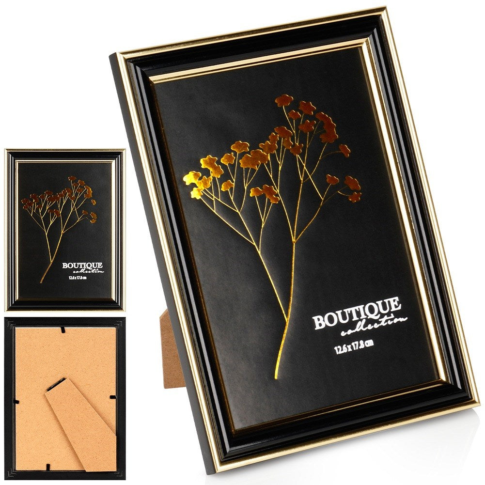 Black gold photo frame 12.6x17.8 cm