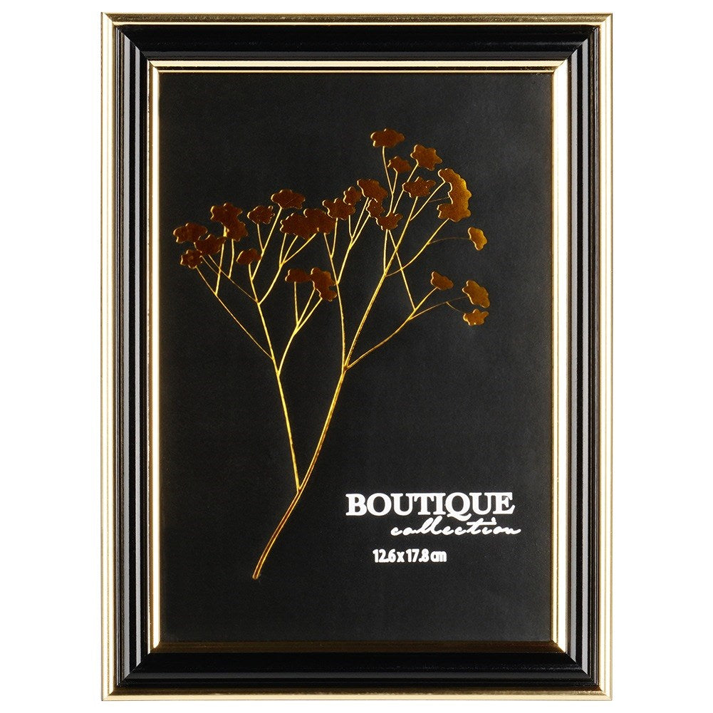 Black gold photo frame 12.6x17.8 cm