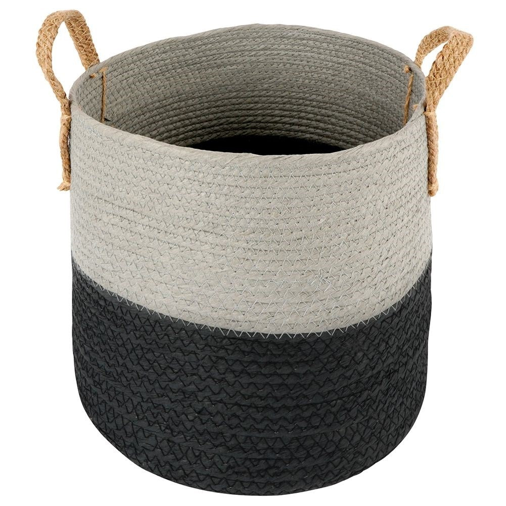 Black-grey bin with handle for storage and pot cover