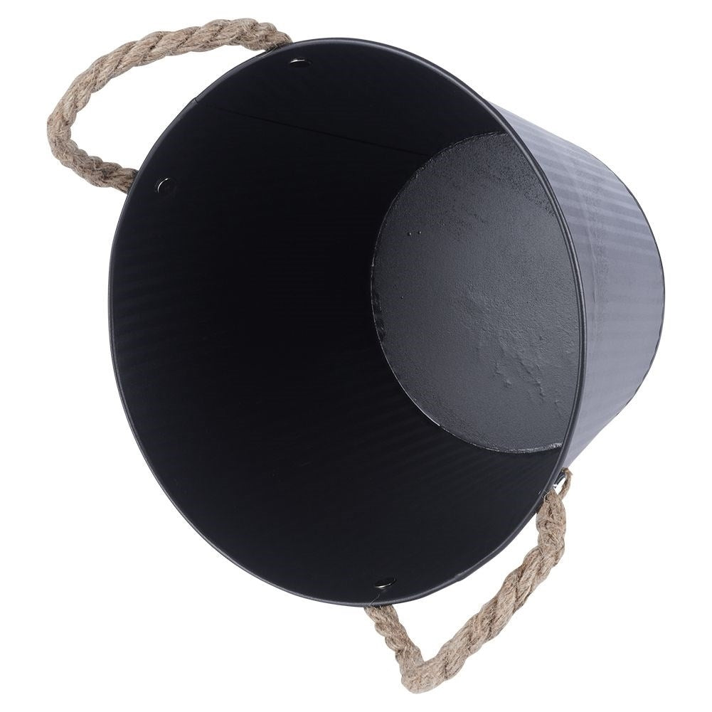 Black grooved pot in galvanized metal for indoor/outdoor use