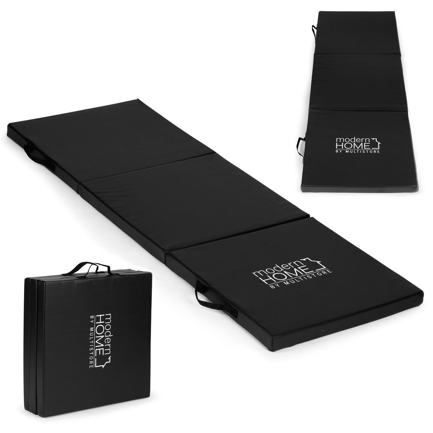 Black gymnastic mattress for fitness exercises, 182x60cm