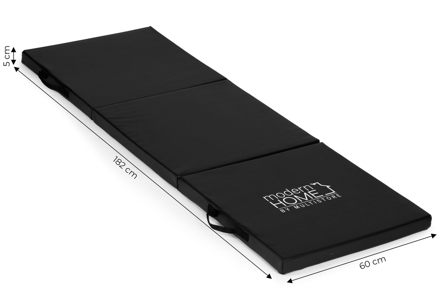 Black gymnastic mattress for fitness exercises, 182x60cm