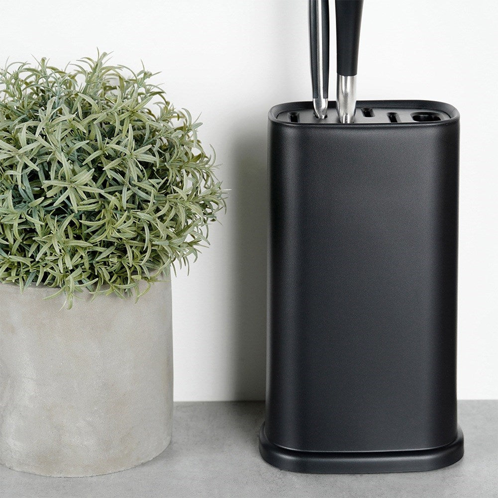 Black knife stand with compartments