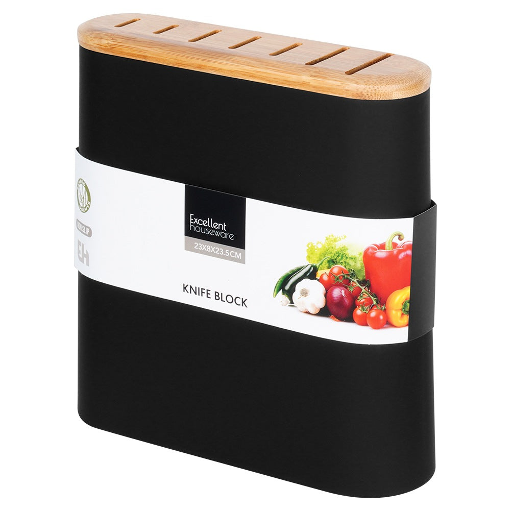 Black knife stand with compartments
