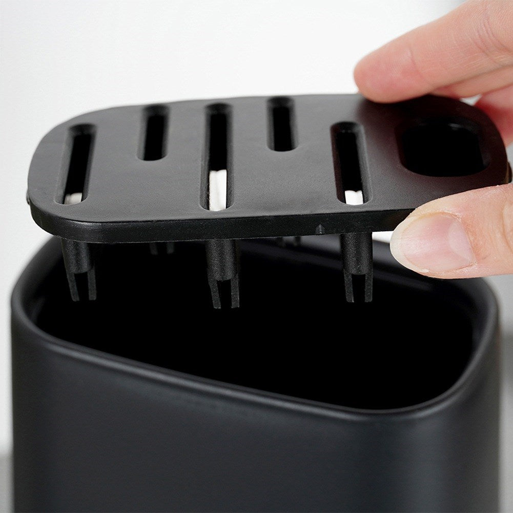 Black knife stand with compartments