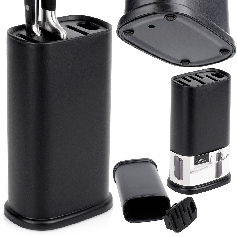 Black knife stand with compartments