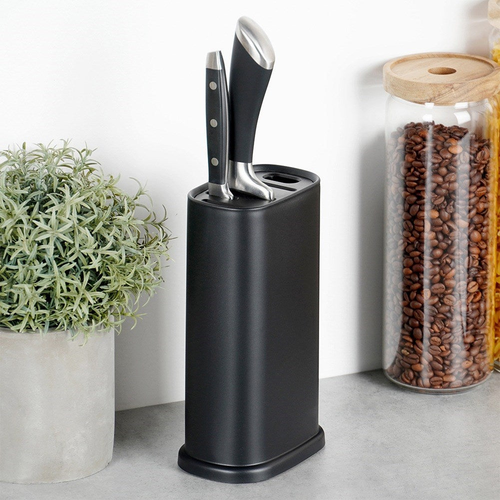 Black knife stand with compartments