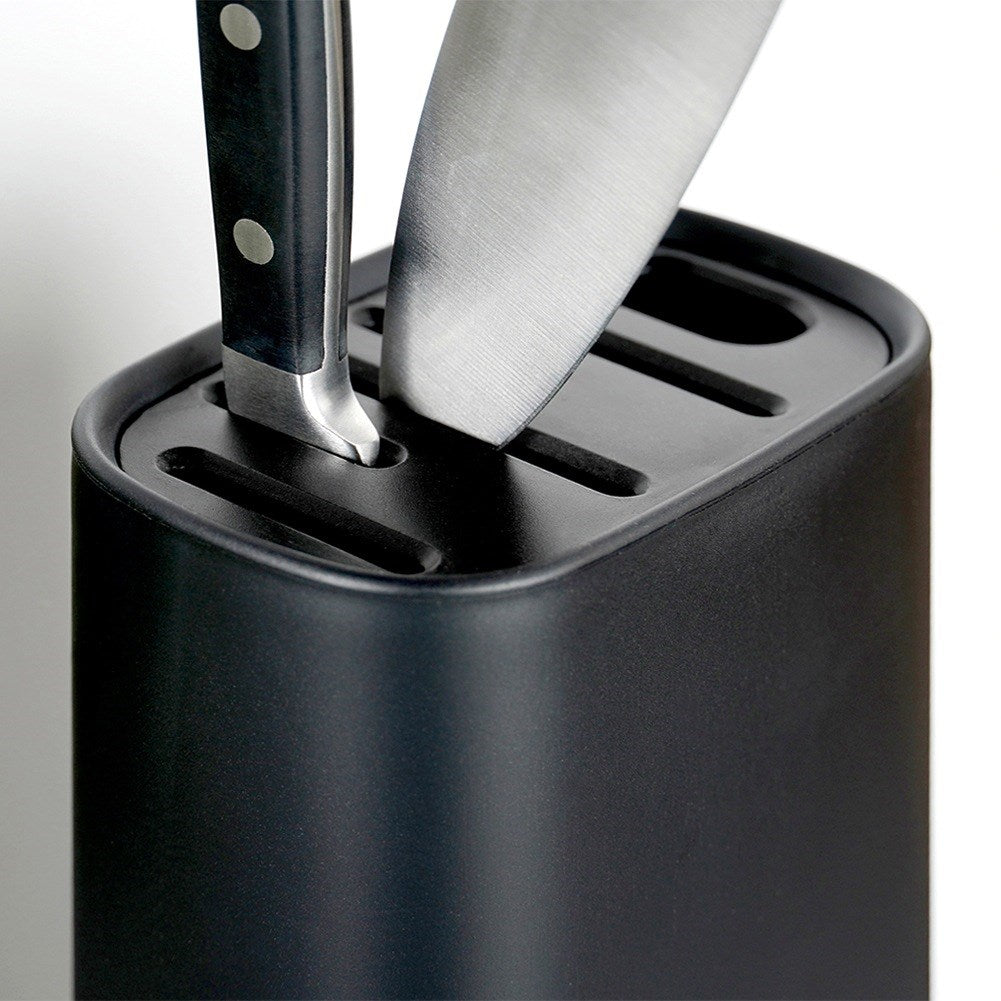 Black knife stand with compartments