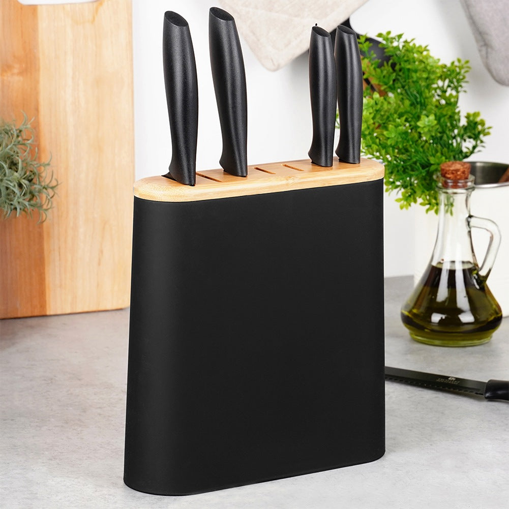 Black knife stand with compartments