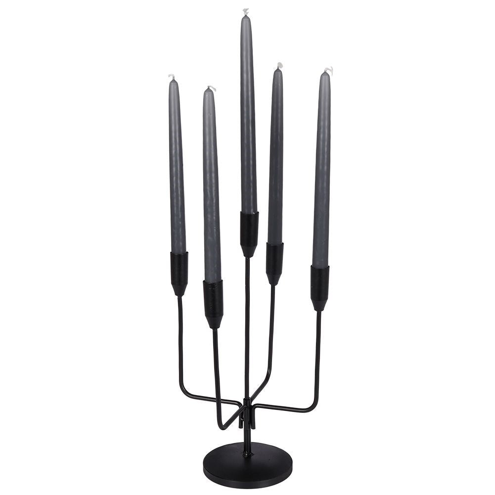 Black matt candle holder for 5 long candles - unique design